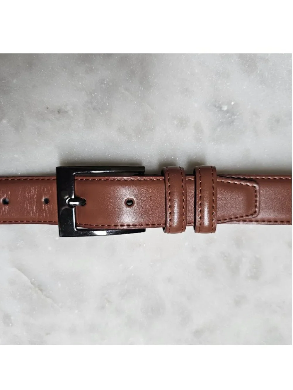 Mio Marino Genuine Leather Brown Classic Belt 32” Unisex Gunmetal 1-Prong Buckle